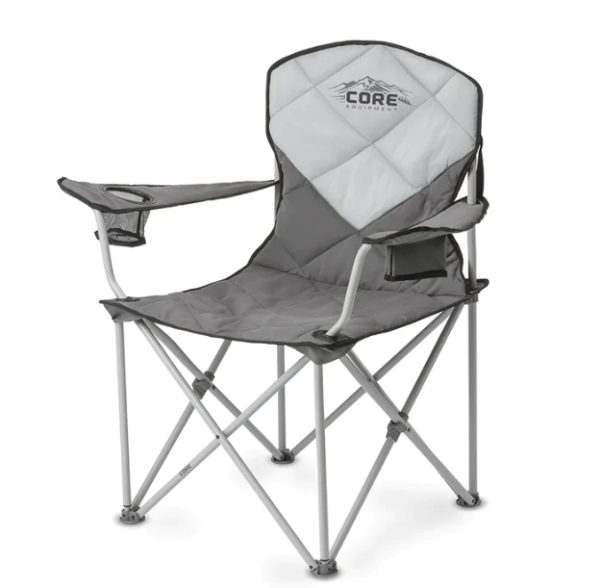 Туристичeский стул с мягкой обивкой серебристый "CORE" 91,44*60,96*96,52